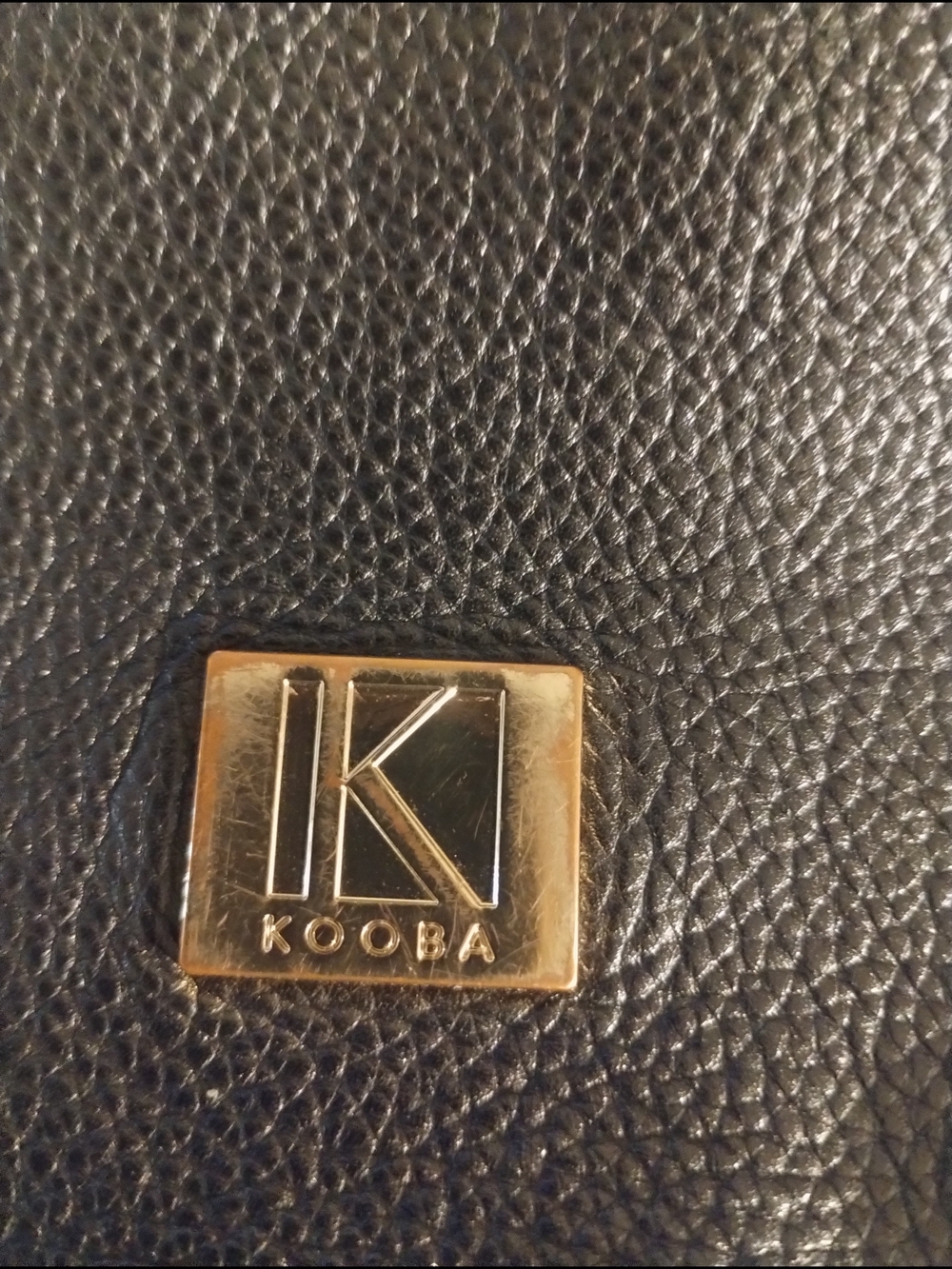 Kooba Black Satchel with Gold Logo Plaque